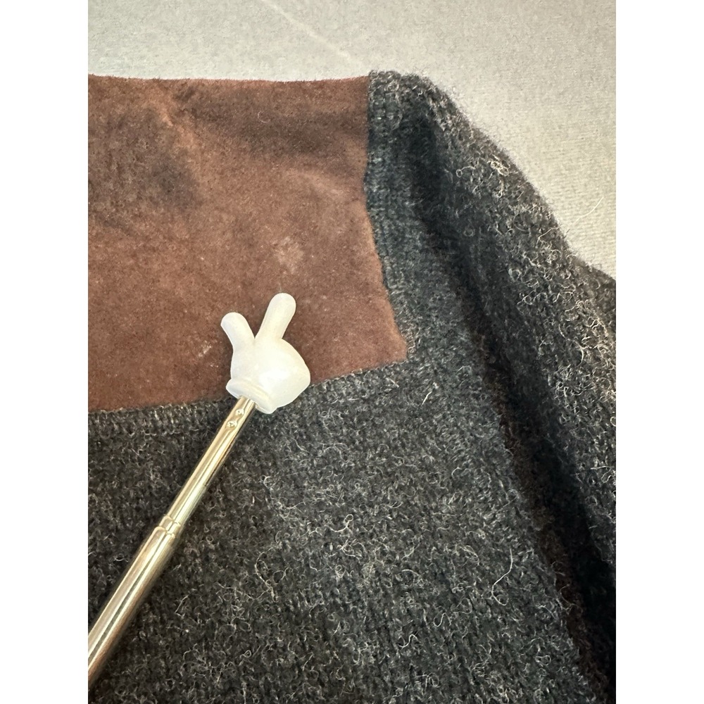 Pendleton Sweater Mens 100% Shetland Wool Quarter Zip Leather Trim Size L - Picture 10 of 12